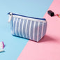 Miyahouse Canvas Cosmetic Bag Women Make up Bags Striped Printed Travel Toiletry Organizer Portable Pouch Makeup Case
