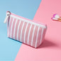 Miyahouse Canvas Cosmetic Bag Women Make up Bags Striped Printed Travel Toiletry Organizer Portable Pouch Makeup Case